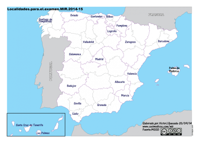 Examen MIR 2014-2015: Localidades de examen