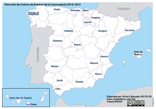 Dirección de Centros de Examen de la Convocatoria MIR 2014/ 2015