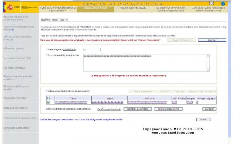 PRESENTACIÓN DE IMPUGNACIONES A LAS PREGUNTAS DEL EXAMEN MIR 2014-2015