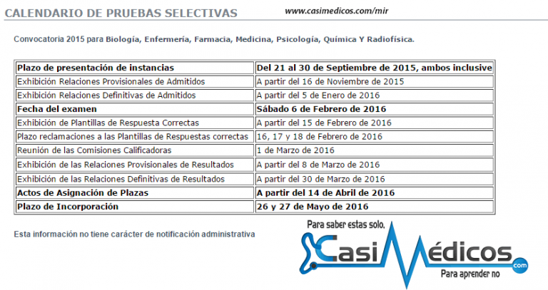 CALENDARIO DE PRUEBAS SELECTIVAS