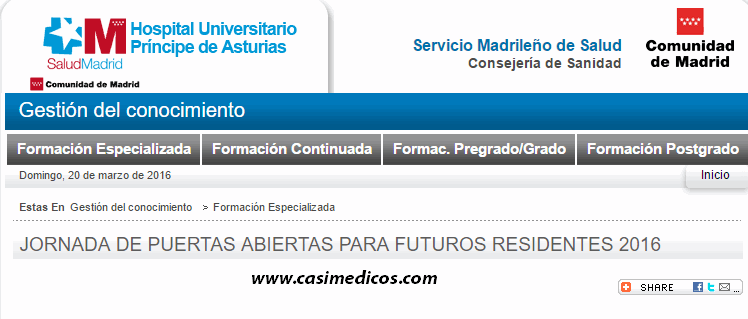 Jornada de puertas abiertas para futuros residentes del Hospital Príncipe de Asturias 2016