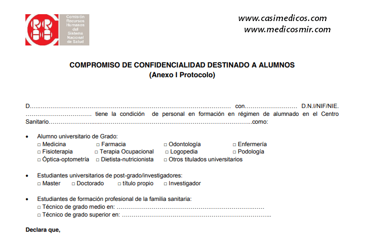 ¿Qué es el compromiso de confidencialidad para alumnos en formación de ciencias de la salud?