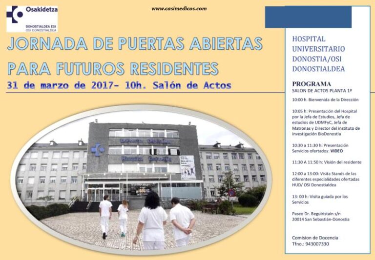 HOSPITAL UNIVERSITARIO DONOSTIA. JORNADA DE PUERTAS ABIERTAS PARA FUTUROS RESIDENTES 2017