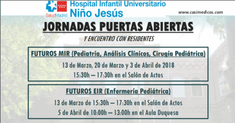 Hospital del Niño Jesús: JORNADA DE INFORMACIÓN PARA FUTUROS RESIDENTES 2018