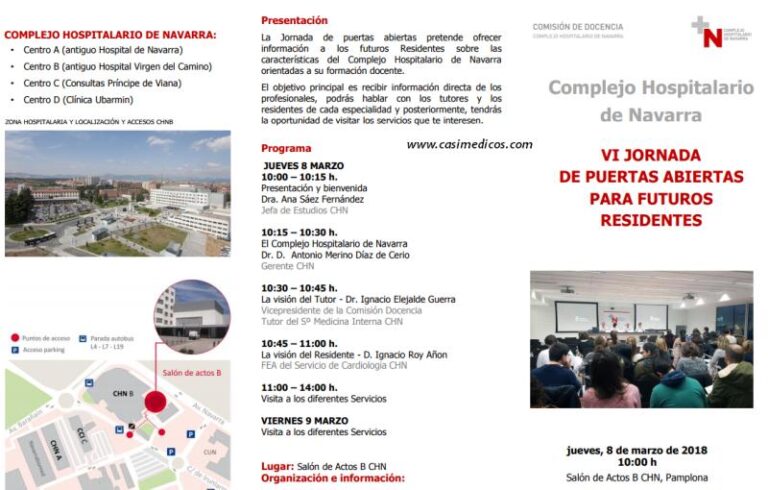 VI JORNADA DE PUERTAS ABIERTAS Complejo Hospitalario de Navarra PARA FUTUROS RESIDENTES