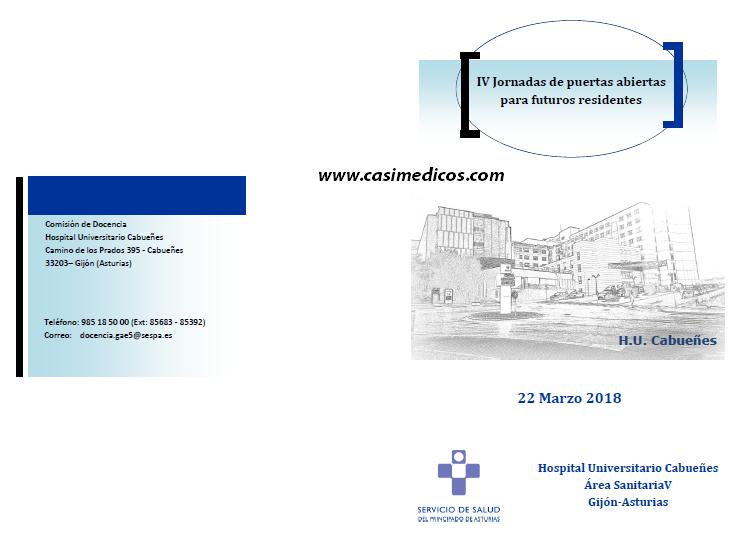 IV JORNADAS DE PUERTAS ABIERTAS PARA FUTUROS RESIDENTES HOSPITAL UNIVERSITARIO CABUEÑES @ Hospital Universitario Cabueñes | Gijón | Principado de Asturias | Spain