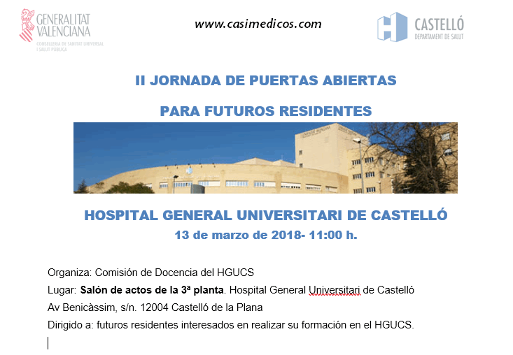 Jornada de Puertas Abiertas para futuros residentes en el Hospital General de Castelló (MIR, FIR y EIR). @ Hospital General Universitario de Castellón  | Castelló de la Plana | Comunidad Valenciana | Spain