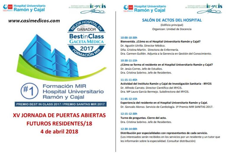 Jornadas de Puertas Abiertas en el Hospital Universitario Ramón y Cajal (Madrid) 2018