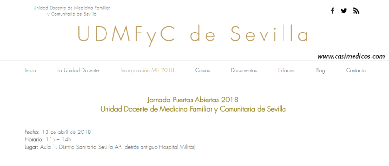 Jornada Puertas Abiertas 2018  Unidad Docente de Medicina Familiar y Comunitaria de Sevilla