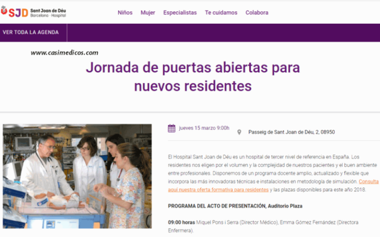 Hospital Sant Joan de Déu Barcelona. Jornada de puertas abiertas para nuevos residentes 2018