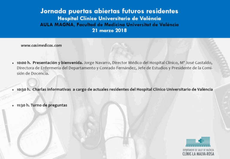 Jornada de puertas abiertas para futuros residentes Hospital Clínico Universitario de Valencia