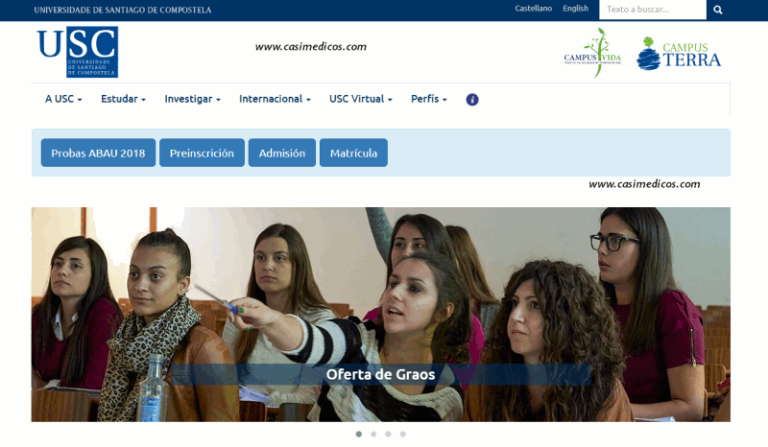 Admisión 2018: Grado en Medicina.  Distrito Universitario de GALICIA