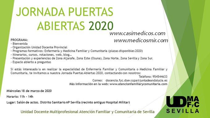 Jornada Puertas Abiertas 2020 Unidad Docente Multiprofesional Provincial de Atención Familiar y Comunitaria de Sevilla