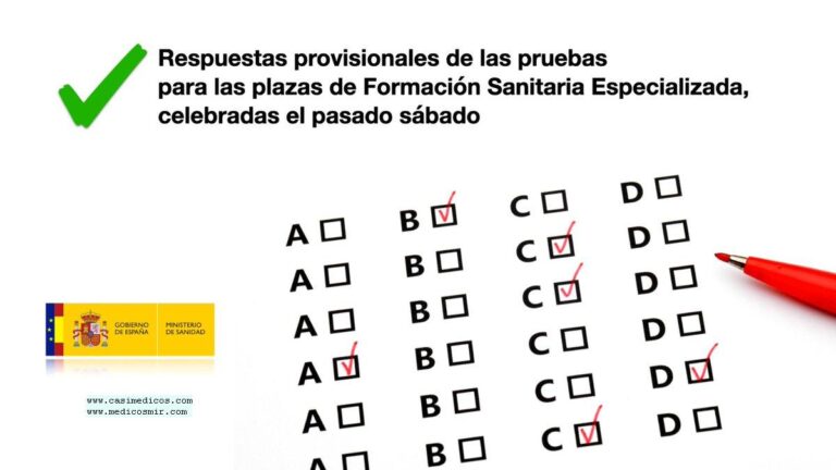 Publicadas las respuestas provisionales de las pruebas para las plazas de Formación Sanitaria Especializada del 27 de marzo de 2021