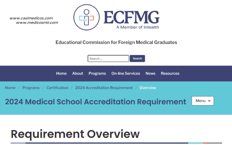 Estados Unidos. Requisito de acreditación de la escuela de medicina ECFMG 2024