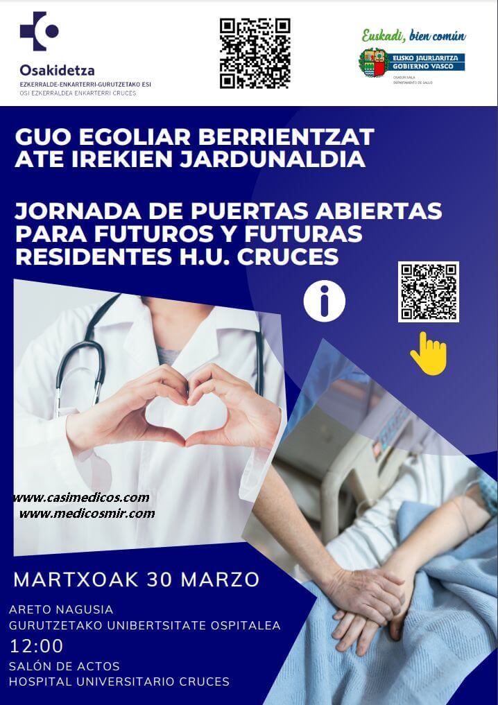 JORNADA DE PUERTAS ABIERTAS PARA FUTUROS Y FUTURAS RESIDENTES HOSPITAL UNIVERSITARIO CRUCES 2023