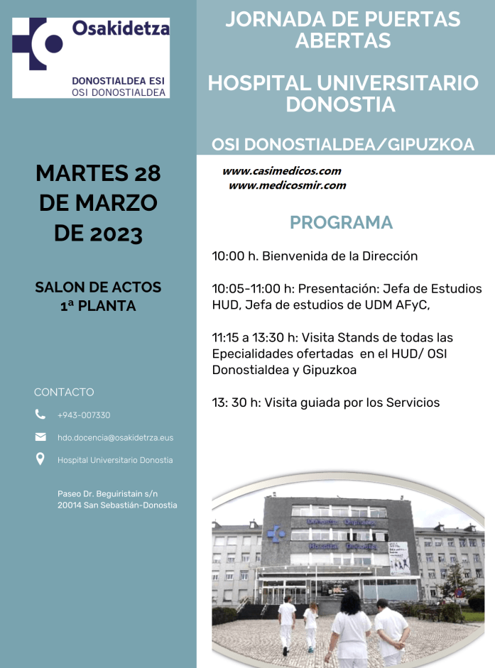 JORNADA DE PUERTAS ABIERTAS HOSPITAL UNIVERSITARIO DONOSTIA 2023