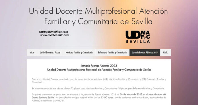 Jornada Puertas Abiertas 2023 Unidad Docente Multiprofesional Provincial de Atención Familiar y Comunitaria de Sevilla