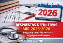 Publicadas las respuestas correctas definitivas del MIR 2025-2026 Respuestas definitivas del examen MIR 2025-2026 con preguntas anuladas y entrada de preguntas de reserva